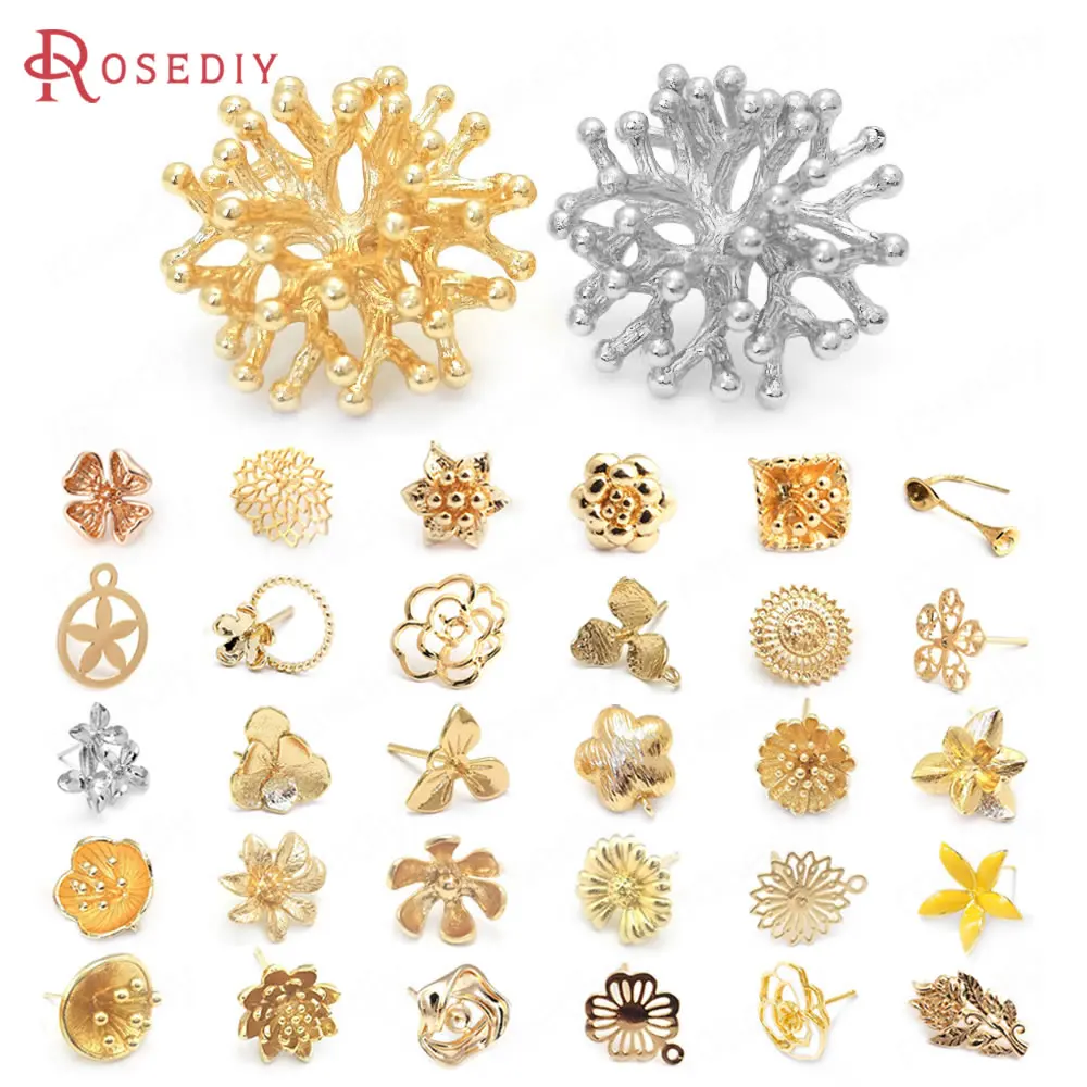 Top Trends: 18K Gold Color Brass 3D Special Flower Branchs Stud Earrings Pins Jewelry Earrings Making Supplies Diy Findings Accessories Shoppable Styles