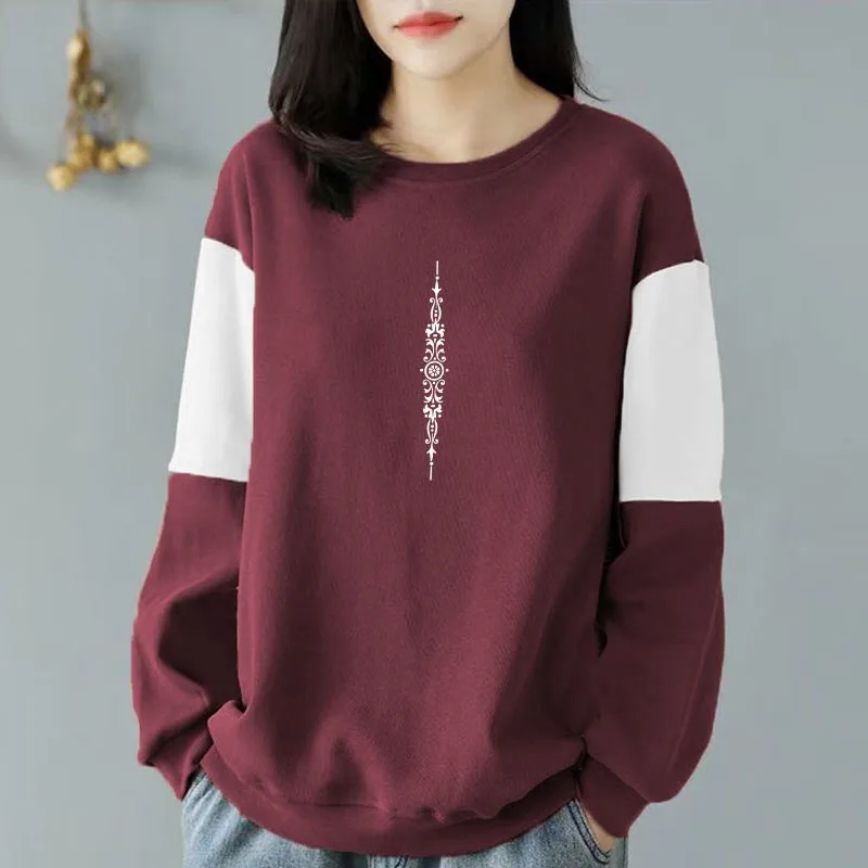 Top Trends: New Spring Autumn Fashion Loose Size All Cotton Panel Contrast Color Versatile Casual Slim Age Reducing Women&#039;s Sweater Shoppable Styles