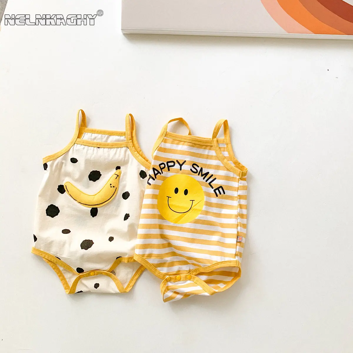 Top Trends: 2023 NEW IN Summer Infant Newborn Boys Girls Sleeveless Sling Smile Print 3D Banana Outwear Jumpsuits Kids Baby Bodysuits Shoppable Styles