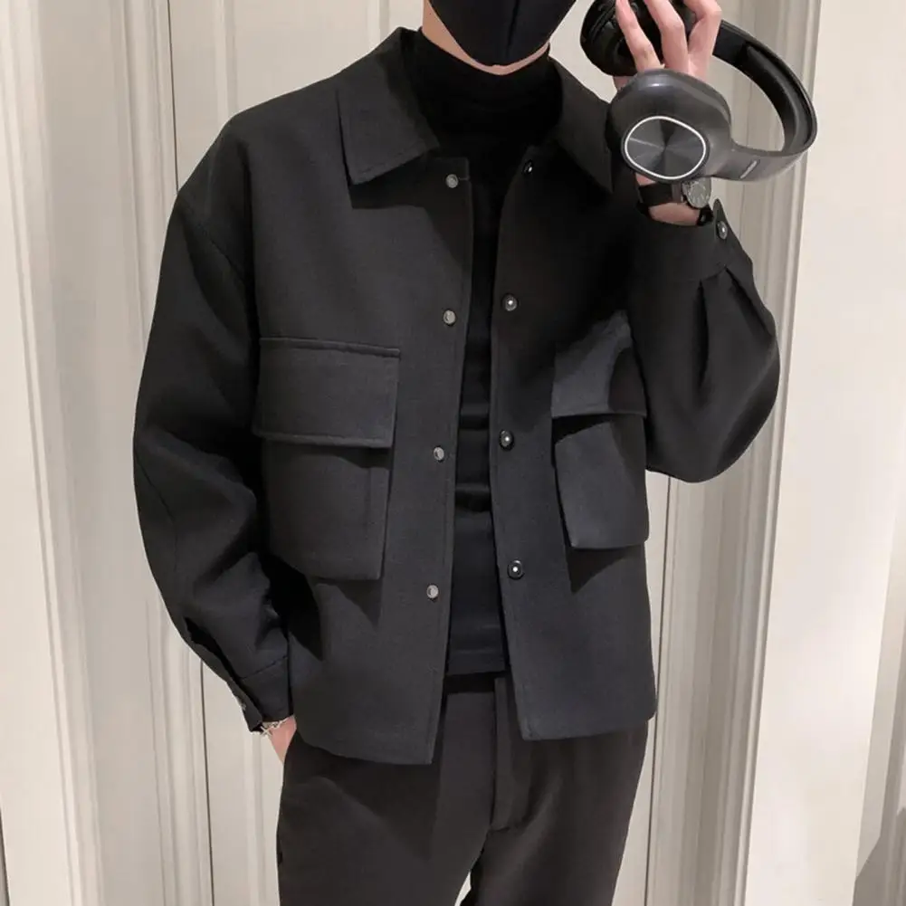 Top Trends: Winter Mens Wool Trench Coat Jacket Short Slim Fit Casual Coats Korean Solid Color Steetwear Windbreaker Turndown Collar Outwear Shoppable Styles