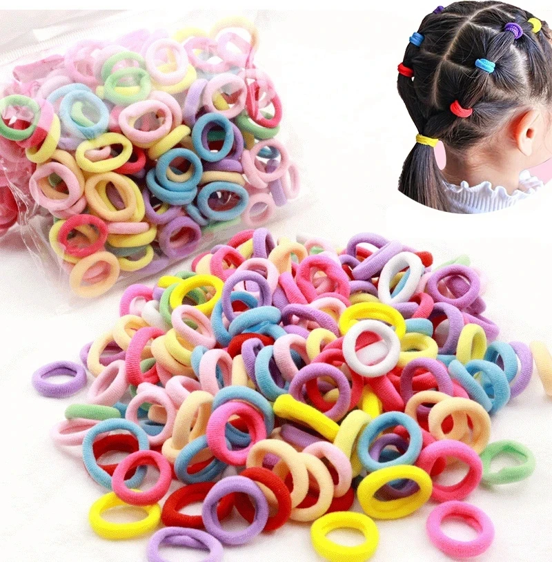 Top Trends: 100Pcs Girls Elastic Hair Bands Colorful Nylon Small Headband For Children Ponytail Holder Scrunchie Kids Hair Accessories Shoppable Styles