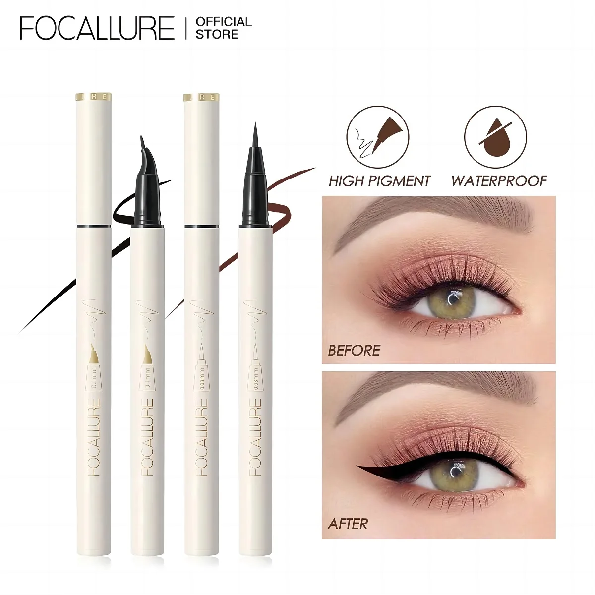 Top Trends: FOCALLURE Black Liquid Eyeliner Eye Make Up Super Waterproof Long Lasting Eye Liner Easy To Wear Eyes Makeup Cosmetics Tools Shoppable Styles