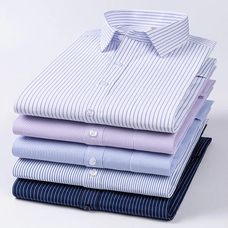 Top Trends: Men&#039;s Formal Shirt Long Sleeve S~8XL Oversized Office Solid Color Striped Anti-wrinkle Non-ironing Fashion Business White Shirts Shoppable Styles