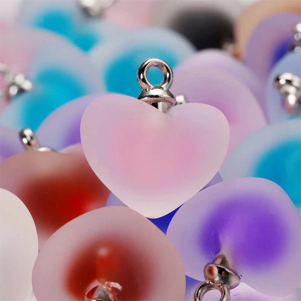 Top Trends: 10pcs / lot Resin Frosted Multicolor Heart Charms For Handmade Bracelet Earrings Necklace Pendant DIY Jewelry Making Supplies Shoppable Styles