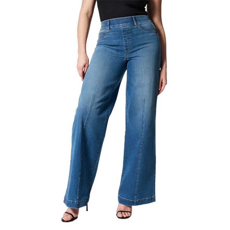 Top Trends: Women&#039;s Elasticated Waist Loose Wide Leg Jeans Elegant Comfortable Commuter Denim Pants Female Vintage Stretch Trousers Washable Shoppable Styles