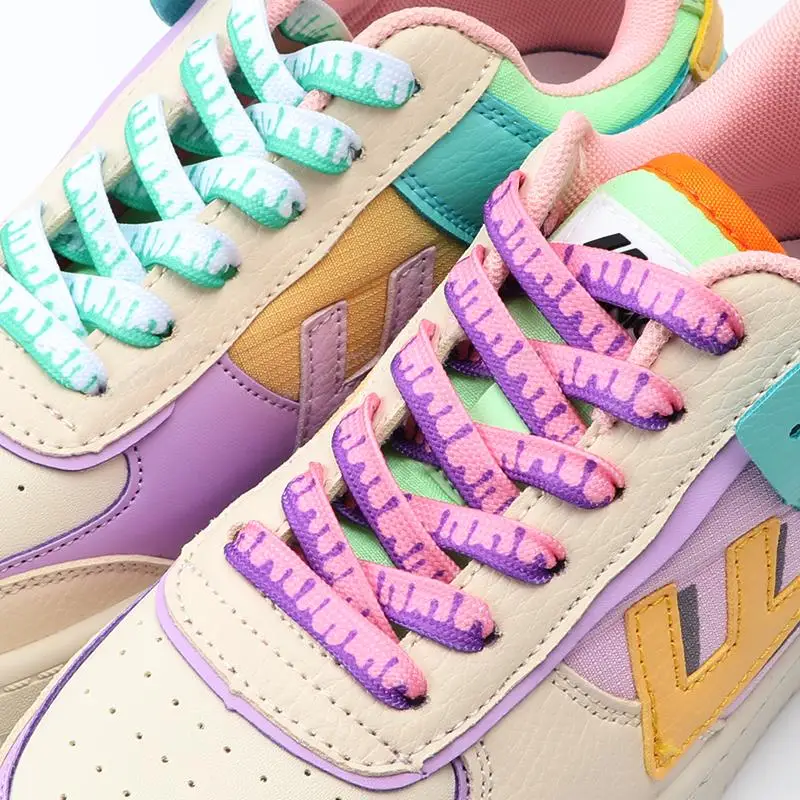 Top Trends: 1Pair New Af1 Shoelaces For Sneakers Rainbow Ice Cream Flat Shoelace Elastic Laces Shoes Strings 120 / 140 / 160CM Width 0.8cm 1Pair Shoppable Styles