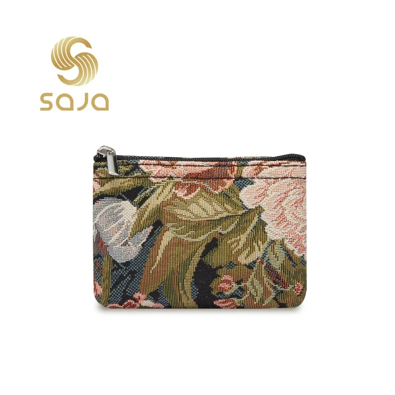 Top Trends: SAJA Small Key Wallet Coin Purse Mini Women&#039;s Wallet Peony Floral Flower Vintage Tapestry Bag Pouch Credit Card For Girl Ladies Shoppable Styles