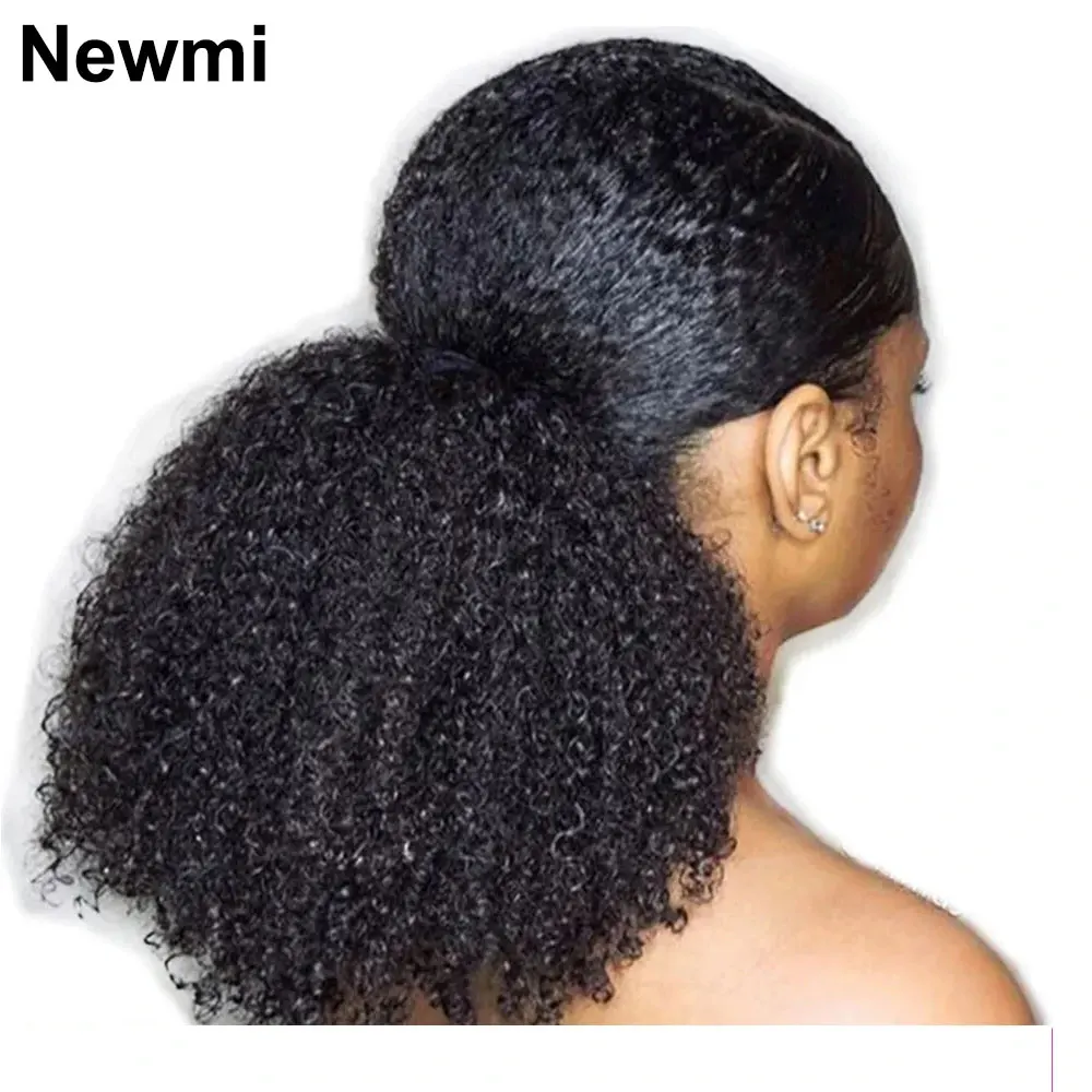 Top Trends: Afro Kinky Curly Ponytail Human Hair Extensions For Black Women Wrap Around 3C 4A Curly Human Hair Ponytail Extension HairPieces Shoppable Styles