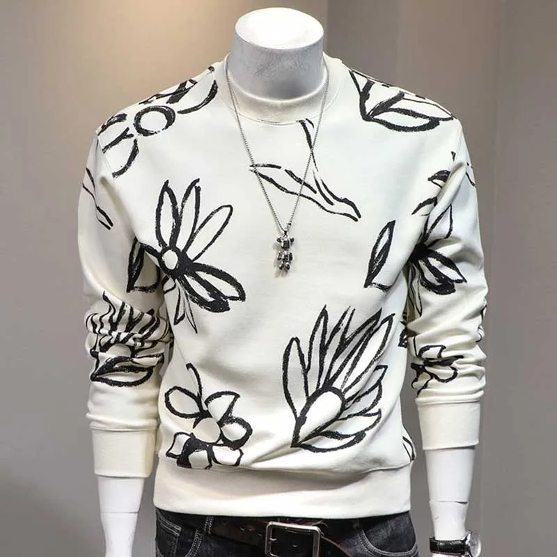 Top Trends: Fashion O-Neck Casual Long Sleeve Printed Sweatshirts Men's Clothing 2024 Spring New Loose Korean Tops All-match Sweatshirts Shoppable Styles