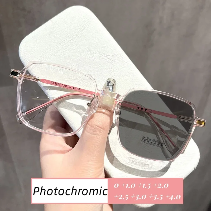 Top Trends: Intelligent Photochromic Reading Glasses Women Retro Trendy Presbyopia Sunglasses 2 In 1 Farsighted Eyewear Diopter Prescription Shoppable Styles