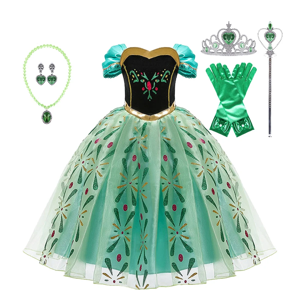 Top Trends: Anna Costume For Girls Princess Dress Up Children Green Cosplay Clothes Kids Birthday Party Fancy Carnival Dress 3-10 Years Shoppable Styles