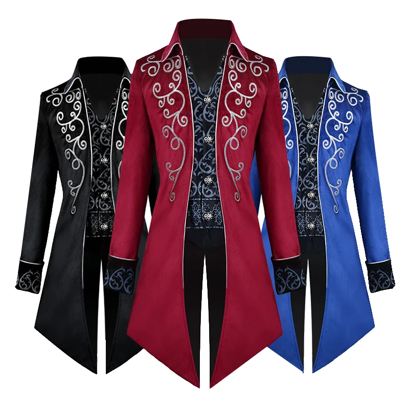 Top Trends: Medieval Tuxedo Steampunk Vintage Victorian Long Sleeve Windbreaker Medieval Vintage Suit Prince Costume For Men Shoppable Styles