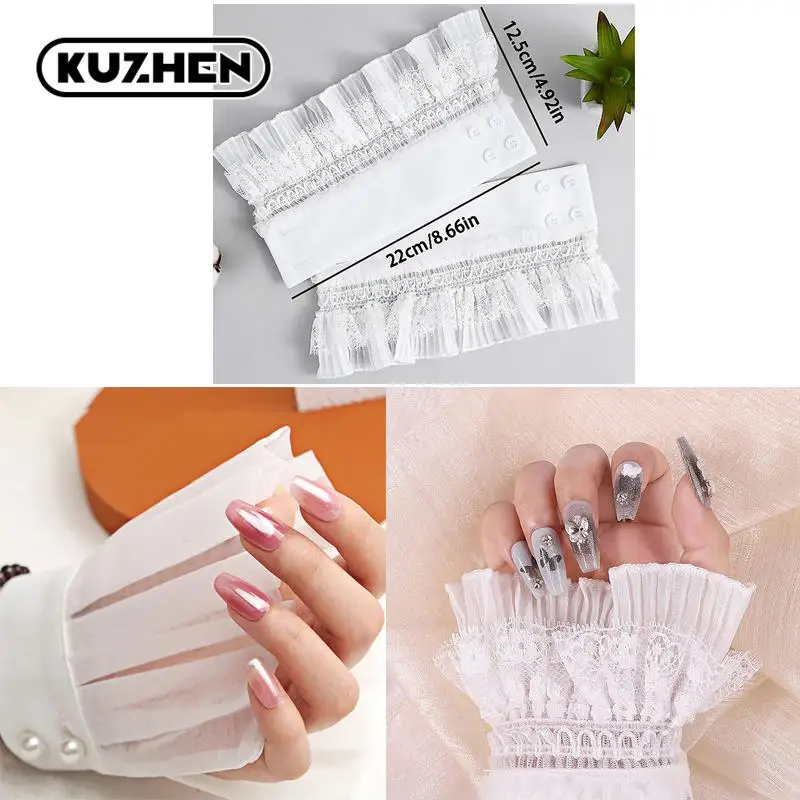 Top Trends: Nail Decorations For Nail Art Lace Fake Pleated Cuff Manicure Photography Props Fake Sleeves Nails Accessories Supplies Charms Shoppable Styles