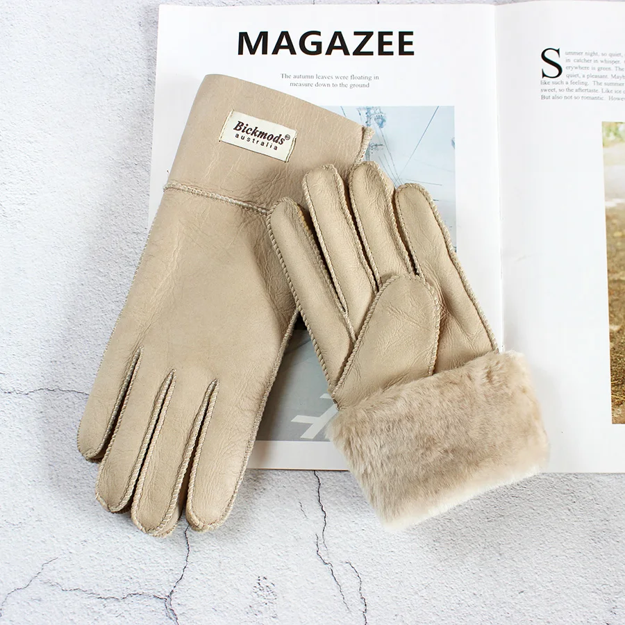 Top Trends: Sheepskin Fur Gloves Women Thickened Winter Warmth Outdoor Windproof Motorcycle Riding Color Leather Finger Gloves Shoppable Styles