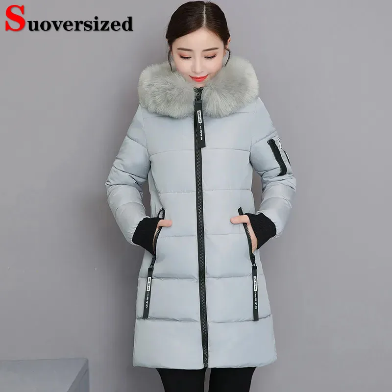 Top Trends: Slim Mid-length Hooded Parkas Oversized Women Casual Korean Winter Thicken Cotton Padded Coats Snow Wear Windbreak Puffer Jacket Shoppable Styles