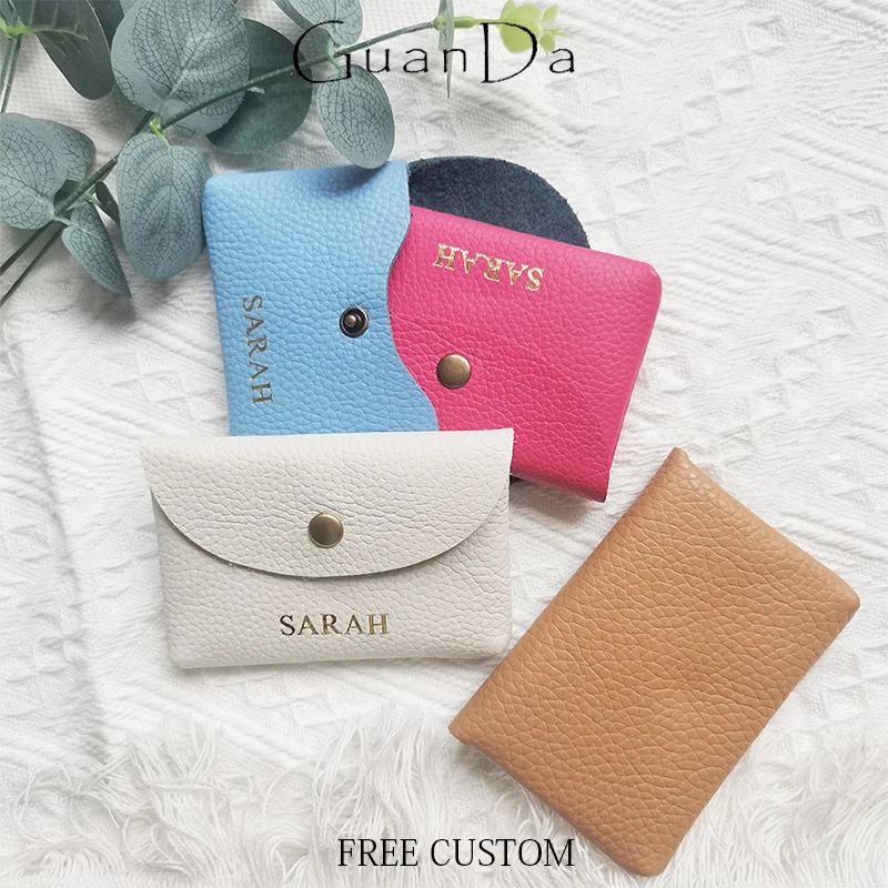 Top Trends: Genuine Leather Custom Name Mini Coin Purse Woman Men Earphone Lipstick Key Storage Cosmetic Bag Luxury Fashion Portable Wallet Shoppable Styles