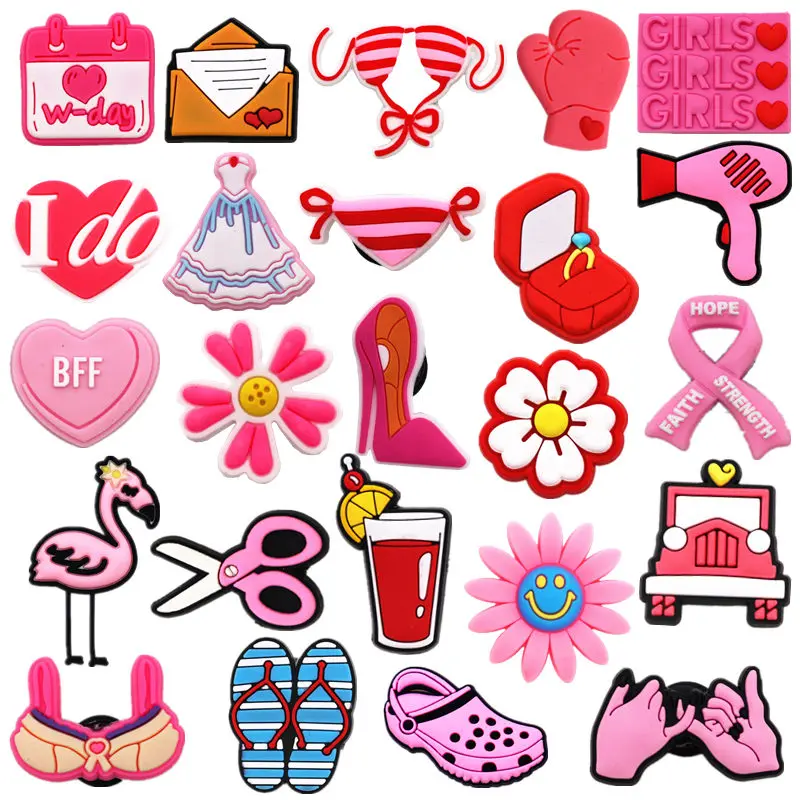 Top Trends: Hot 1pcs Spoof Pink Style PVC Shoe Charms DIY Heart-shaped BFF Shoe Accessories Fit Clogs Decorations Buckle Girl Gift Shoppable Styles