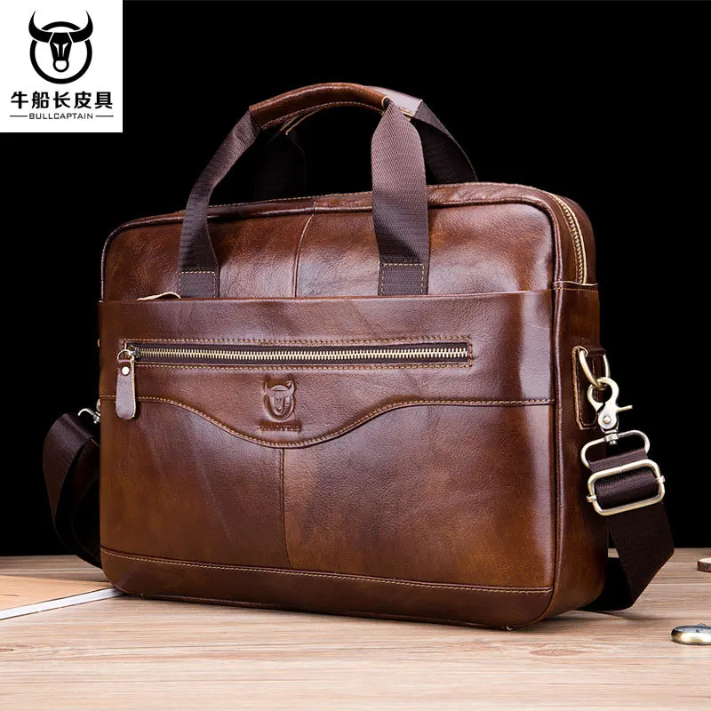 Top Trends: BULLCAPTAIN 2024 New Real Leather Vintage Men&#039;s Messenger Bag / casual Business Bag Fashion Cowhide Male Commercial Briefcase Shoppable Styles