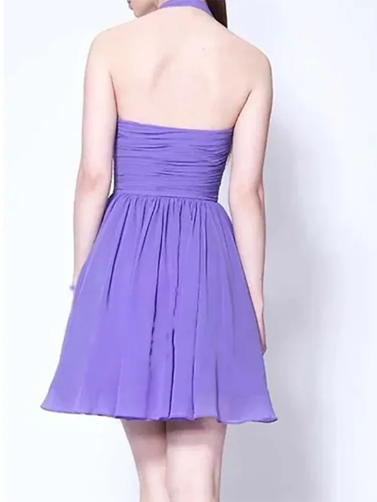 Top Trends: Halter Sleeveless Short Homecoming Dresses A-Line With Ruched Mini Graduation Cocktail Celebrity Formal Prom Party Gown Shoppable Styles - Image 3