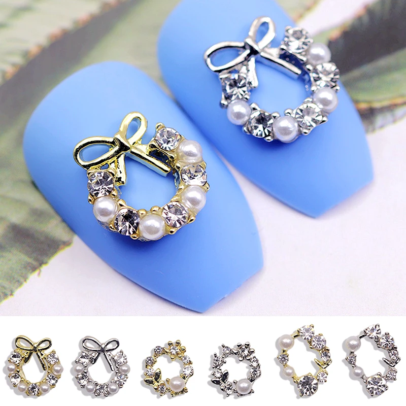 Top Trends: 10PCS Luxry Alloy Christmas Garland Nail Art Decoration Charms Flower Spray Accessories For Manicure Decor Nail Supplies Parts Shoppable Styles