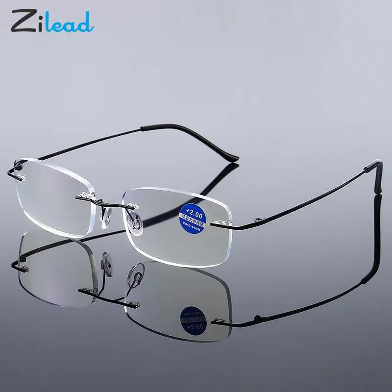 Top Trends: Zilead Rimless Reading Glasses Men Women Memory Titanium Presbyopic Eyeglasses High-definition Eyewear Vision Care + 1.0~+ 4.0 Shoppable Styles