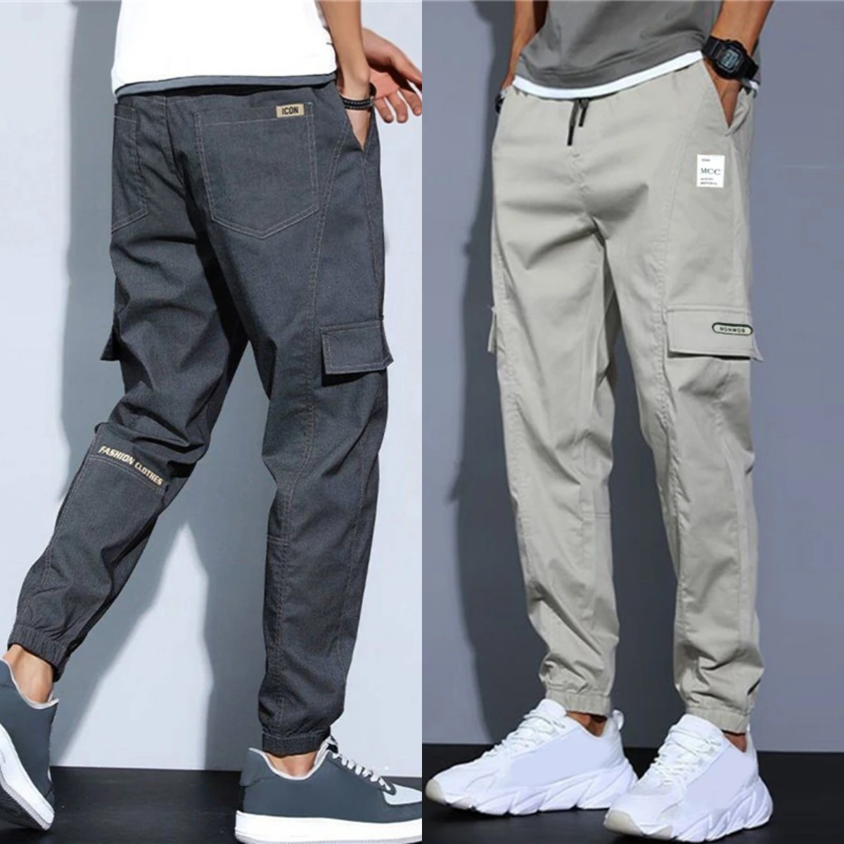 Top Trends: Men's Joggers Cargo Pants Multi-pocket Elastic Waist Harem Pants Male Casual Hip Hop Streetwear Sweatpants Pencil Pants Trousers Shoppable Styles