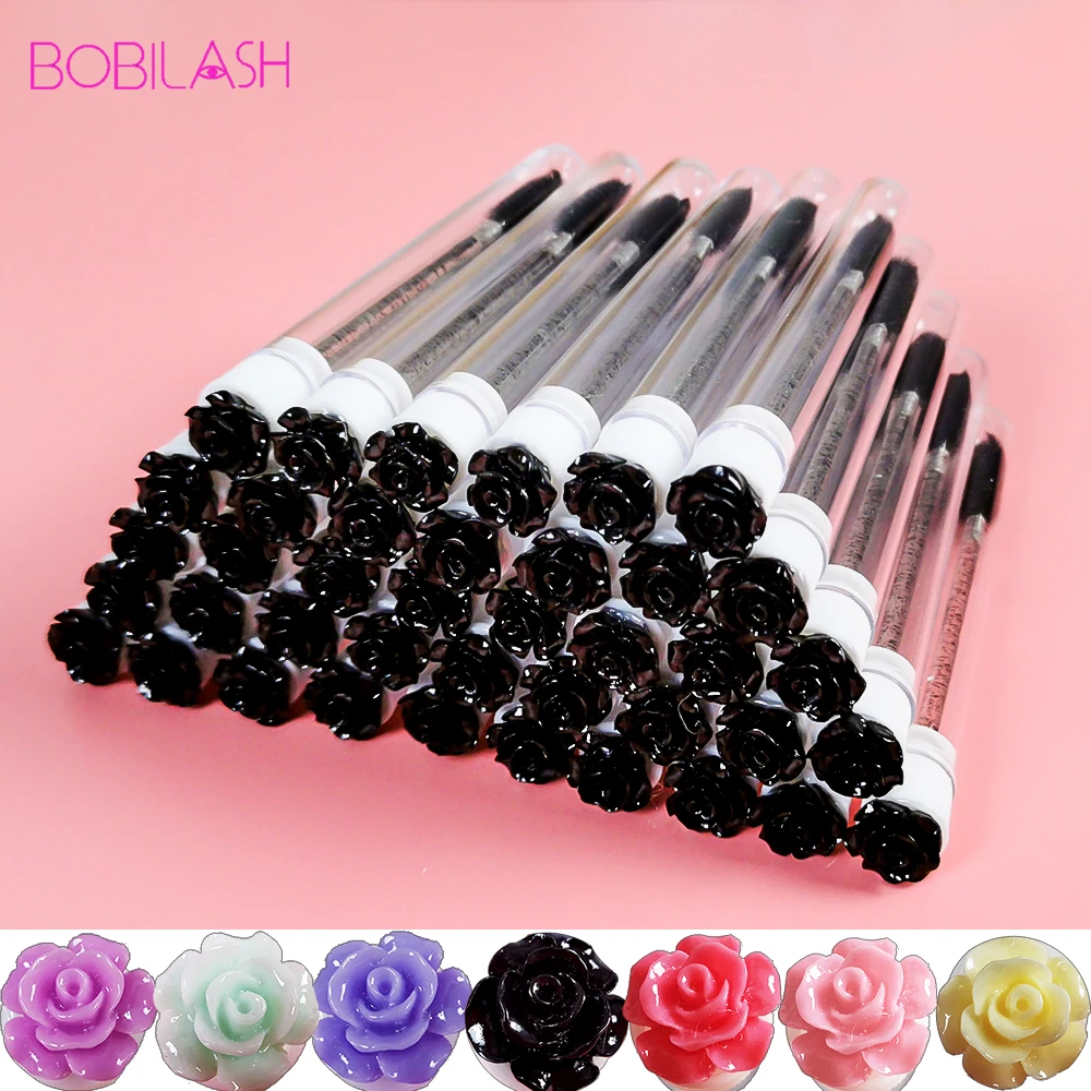 Top Trends: 10 / 50 / 100pcs Reusable Eyelash Brush Tubes Eyebrow Brush Eyelash Wands Replaceable Dust-proof Drill Rose Bottom Shoppable Styles