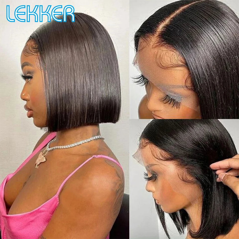 Top Trends: Lekker Wear And Go Glueless Short Straight Bob 13x4 Lace Frontal Human Hair Wig For Women Brazilian Remy Hair Transparent Lace Shoppable Styles