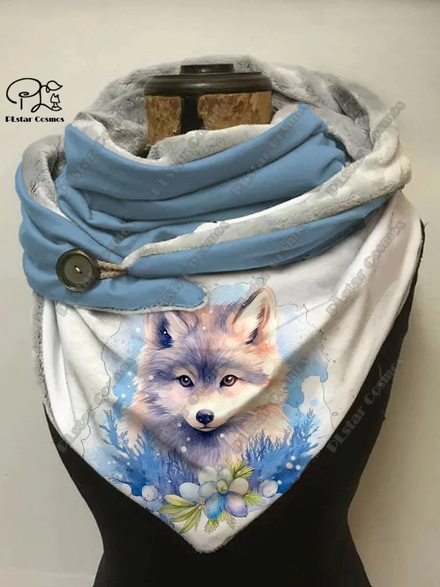 Top Trends: PLstar Cosmos 3D Printed Animal Series Cute Wolf Pattern Printed Warm Shawl Scarf Spring And Winter Small Triangle Scarf L-2 Shoppable Styles - Image 4