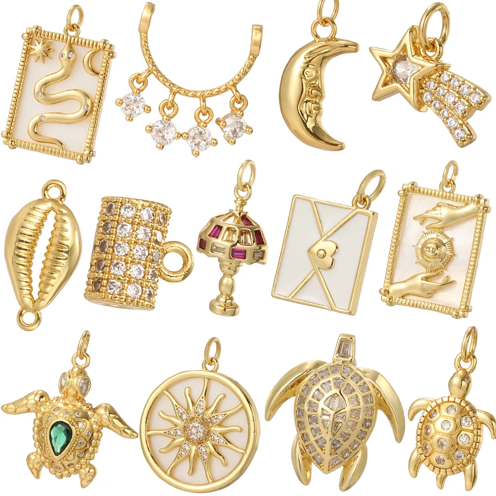 Top Trends: Sun Moon Star Charms For Jewelry Making Cute Turtle Snake Dijes Diy Earrings Bracelet Necklace Gold Color Excellent Quality Shoppable Styles