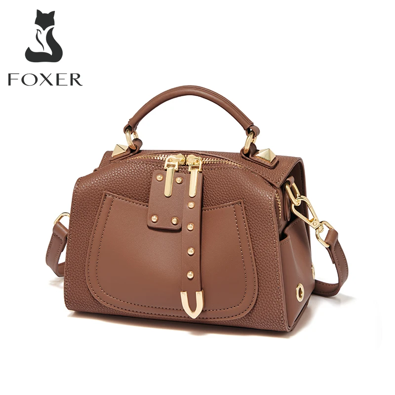 Top Trends: FOXER Stylish Split Leather Shoulder Crossbody Bag High Quality Lady Retro Messenger Bags For Elegant Women Small Medium Handbag Shoppable Styles