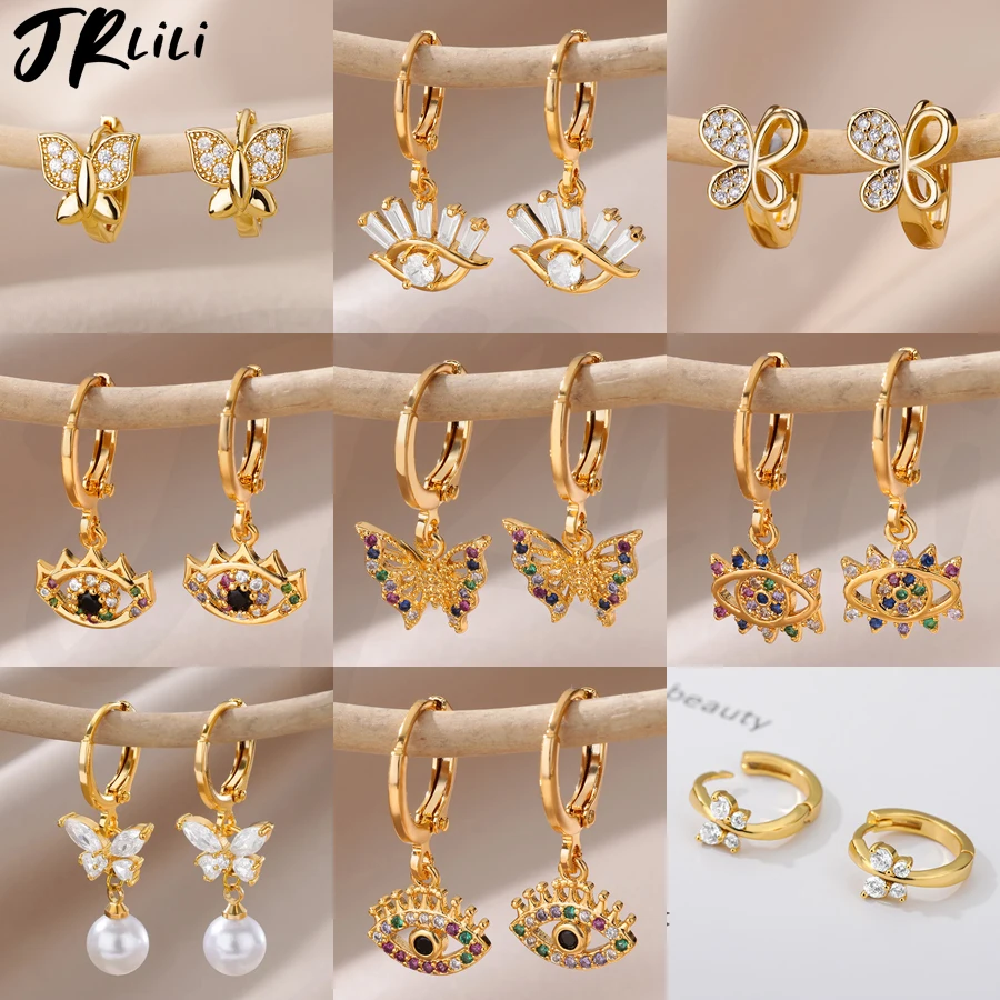 Top Trends: Zircon Butterfly Pendientes Earrings For Women Stainless Steel Gold Plated Evil Eye Earring Trend Girl Y2k Jewelry Aretes Mujer Shoppable Styles