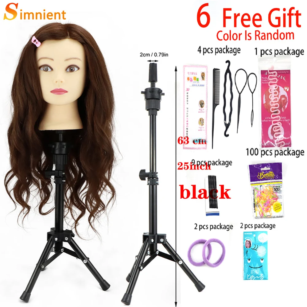 Top Trends: Mannequin Training Head With Adjustable Tripod For Hairstyles 85% Human Hair Training Doll Head For Braiding Hairdressing Head Shoppable Styles