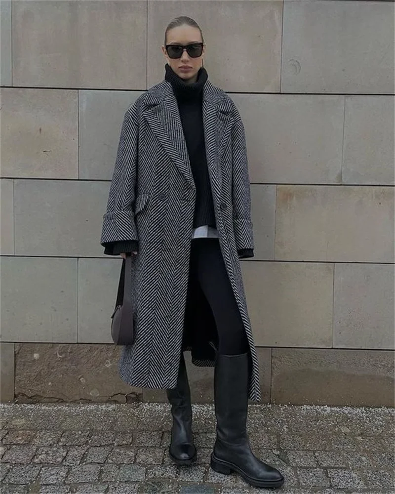 Top Trends: Winter Herringbone Wool Women Overcoat Thick Long Jacket Formal Casual Streetwear Custom Made Prom Party Trench Coat Shoppable Styles