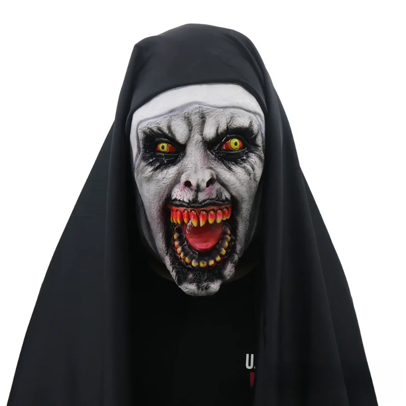 Top Trends: Halloween Scary Nun Mask Rubber Mask Head Band Trick Scary Masks Live Performance Props Costume Face Masques With Headpiece Shoppable Styles