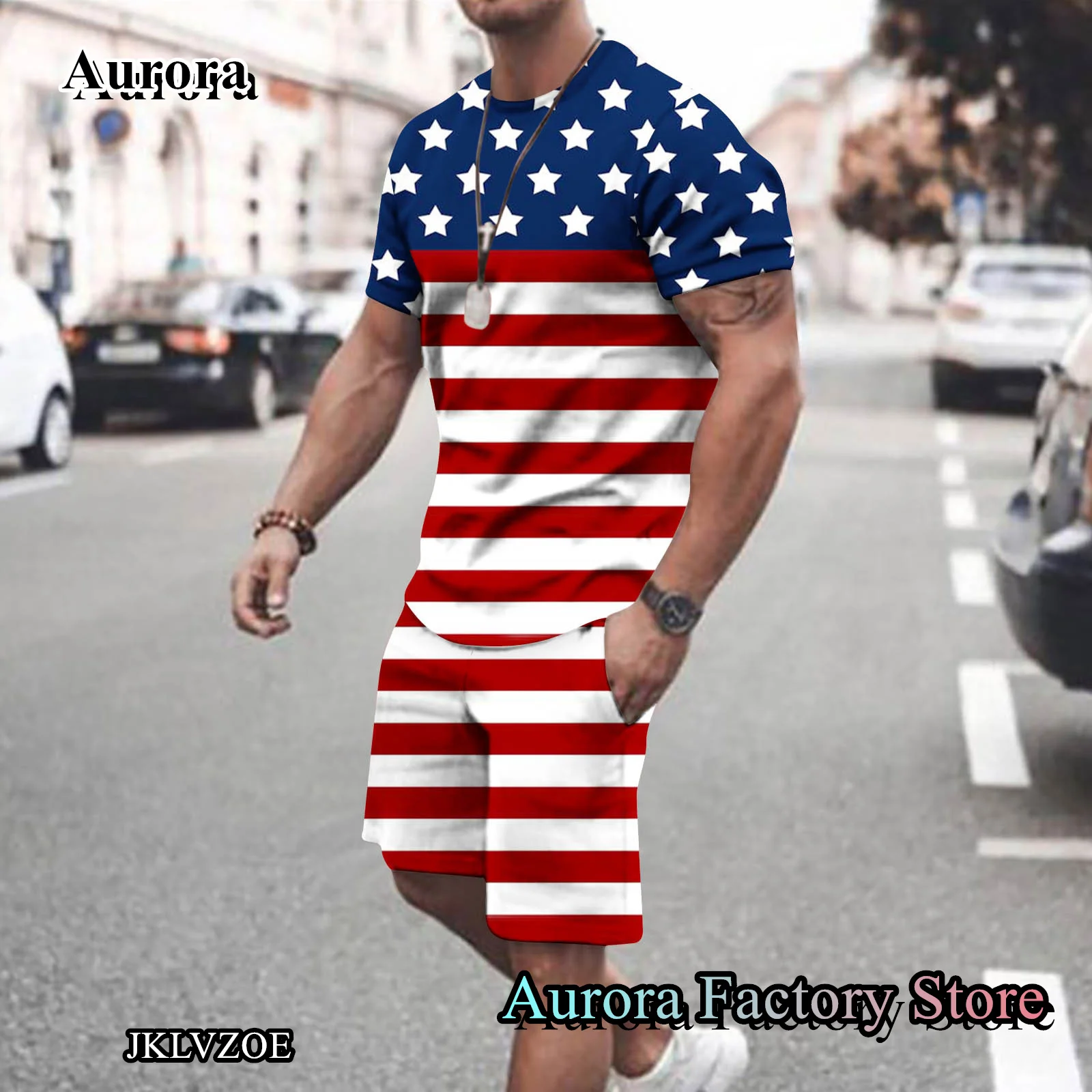 Top Trends: Men Summer Fashion Tracksuit 2 Pieces T-Shirt Shorts Casual Outfit Set Male 3D American Flag Printed Clothing Oversized Suit Shoppable Styles