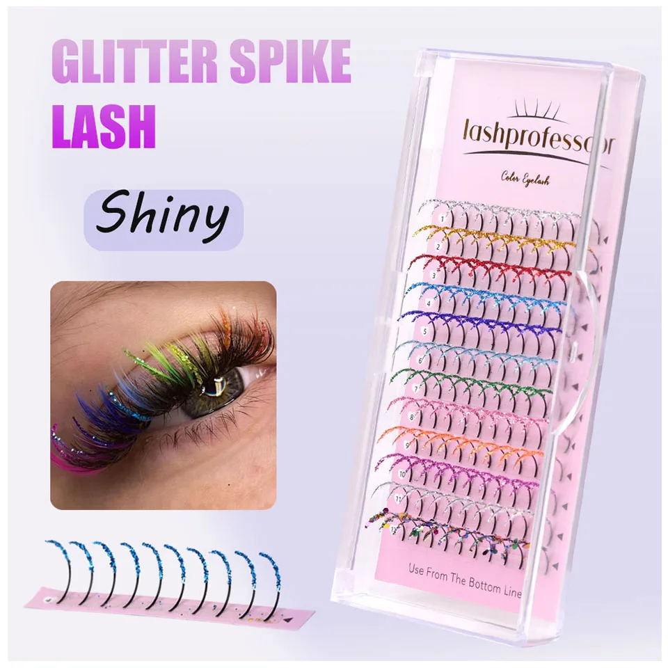 Top Trends: Lashprofessor Mix Colored Glitter Eyelash Shiny Premade Spike Lashes Colorful Individual Lashes Extensions Russian Volume Makeup Shoppable Styles