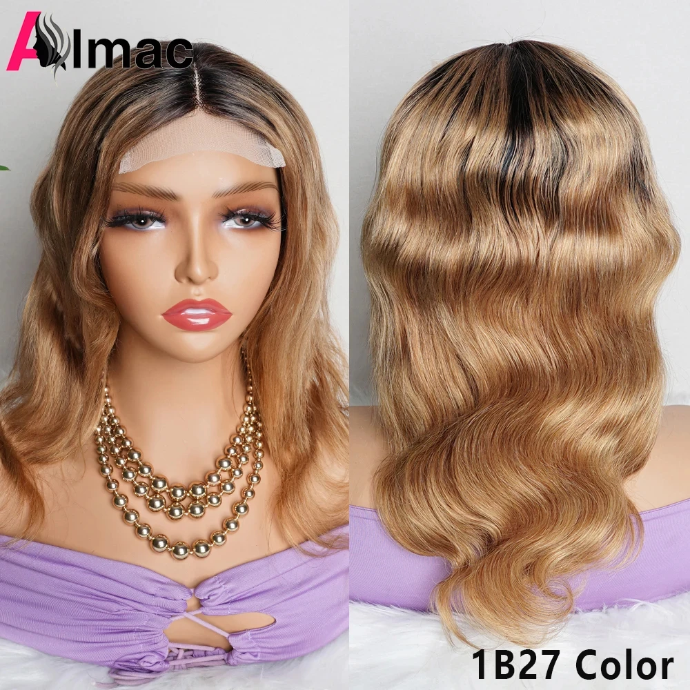 Top Trends: Ombre Honey Blonde Body Wave Closure Wig Indian Remy Human Hair 4x1 T Part Transparent Lace Wig 1B27 / 30 Color Pre-Plucked Almac Shoppable Styles