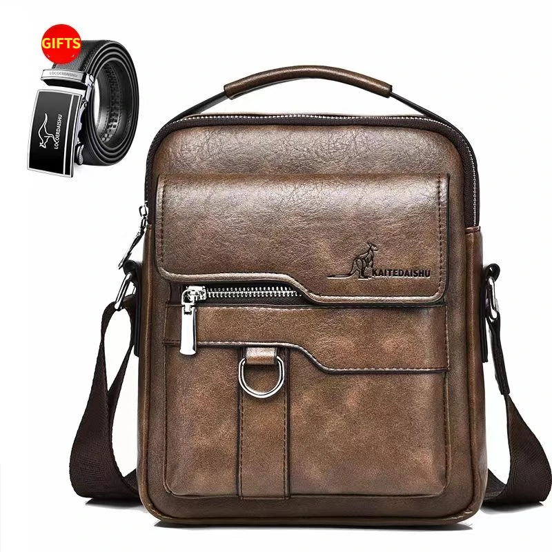 Top Trends: Kangaroo Brand Men&#039;s Leather Shoulder Bag PU Leather Business Men&#039;s Crossbody Bag Retro Business Messenger Bag Men&#039;s Handbag Shoppable Styles