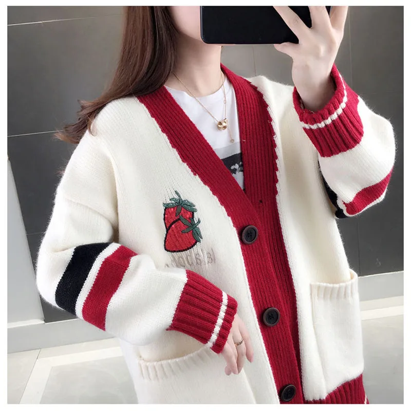 Top Trends: Fashion Casual Spliced Pockets Cardigan Sweaters Female Clothing 2023 Autumn Winter Loose Sweet Tops All-match Knitted Coats Shoppable Styles