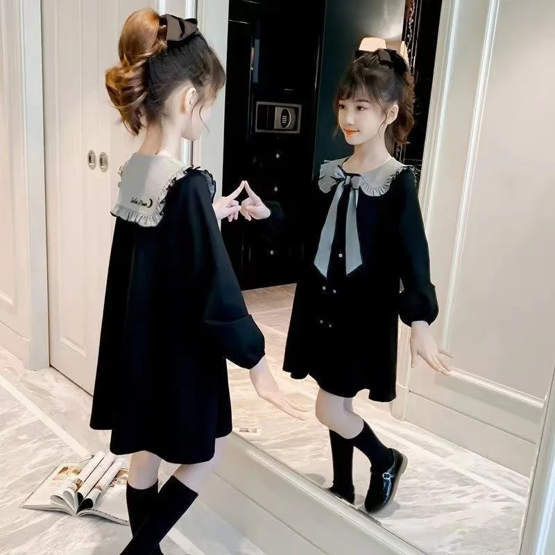 Top Trends: Junior Girls&#039; Dresses Clothes Spring And Autumn Kid&#039;s Fashion Lapel Korean Princess Dress 3-12Y Clothing Shoppable Styles