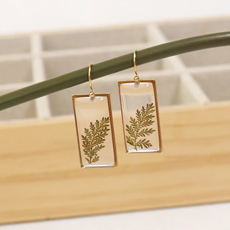 Top Trends: Unique Geometric Earrings With Flower Inside Natural Dried Flower Earrings Women Epoxy Resin Real Petal Earring Elegant Jewelry Shoppable Styles - Image 5