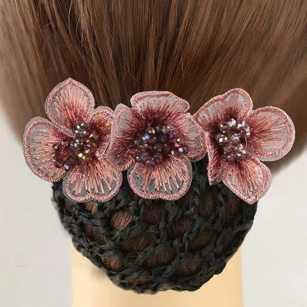 Top Trends: New Mesh Flower Bowknot Crochet Bow Bun Net Snood Gift For Mom Hair Clip For Light Attendant Nurses Hair Accessorie Lady Women Shoppable Styles - Image 5