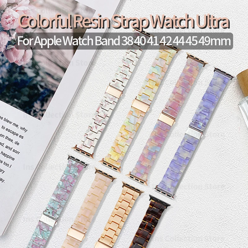 Top Trends: Candy Color Resin Strap For Apple Watch Band 40mm 44mm 38 42 Correas Women Clear Bracelet For Iwatch Series 7 8 6 4 SE 49mm 45mm Shoppable Styles