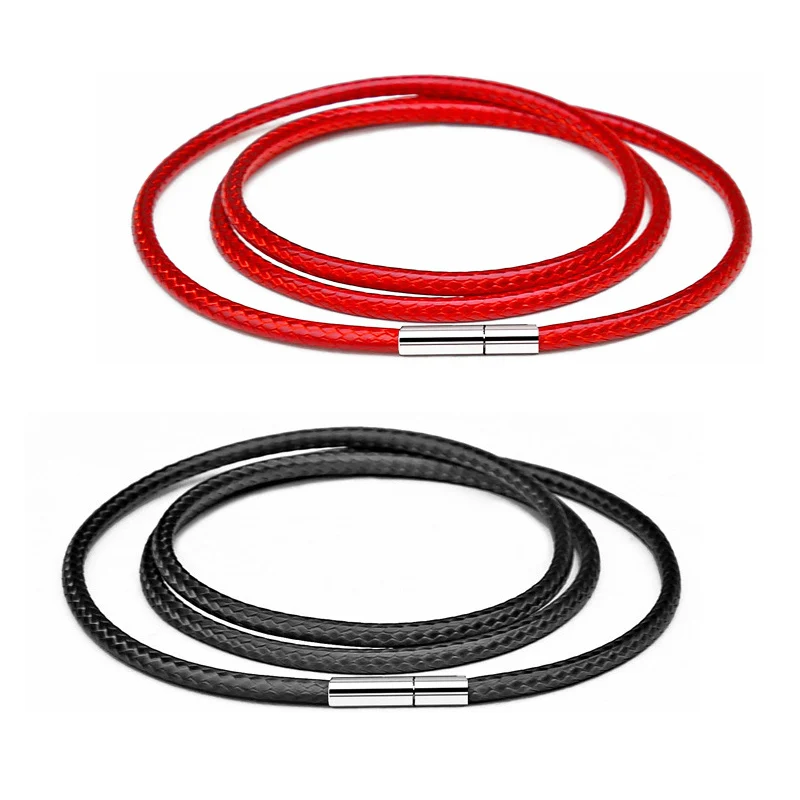 Top Trends: Leather Cord Braid Wax Rope For Necklace Jewelry Making DIY Handmade Black Red Pendant Chain Stainless Steel Clasp Accessories Shoppable Styles