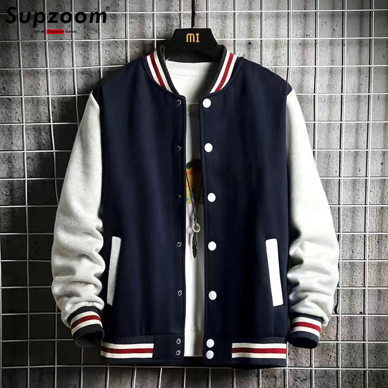 Top Trends: Supzoom New Arrival Fashion Fleece Casual Baseball Uniform Cotton Spliced Regular Rib Sleeve Brand Clothing Bomber Jacket Men Shoppable Styles