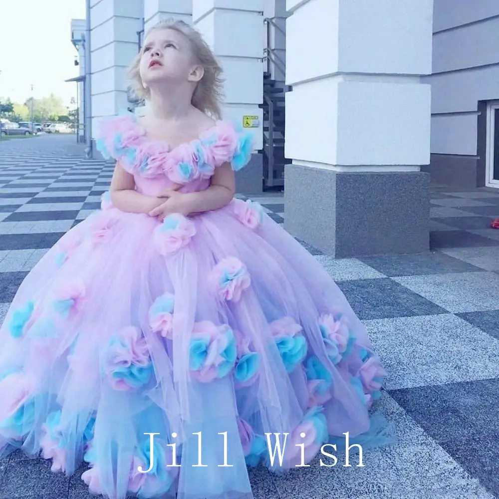 Top Trends: Jill Wish Luxury Dubai Baby Girl Dress 3D Flowers Princess Kids Wedding Birthday First Communion Party Evening Gown 2024 J302 Shoppable Styles