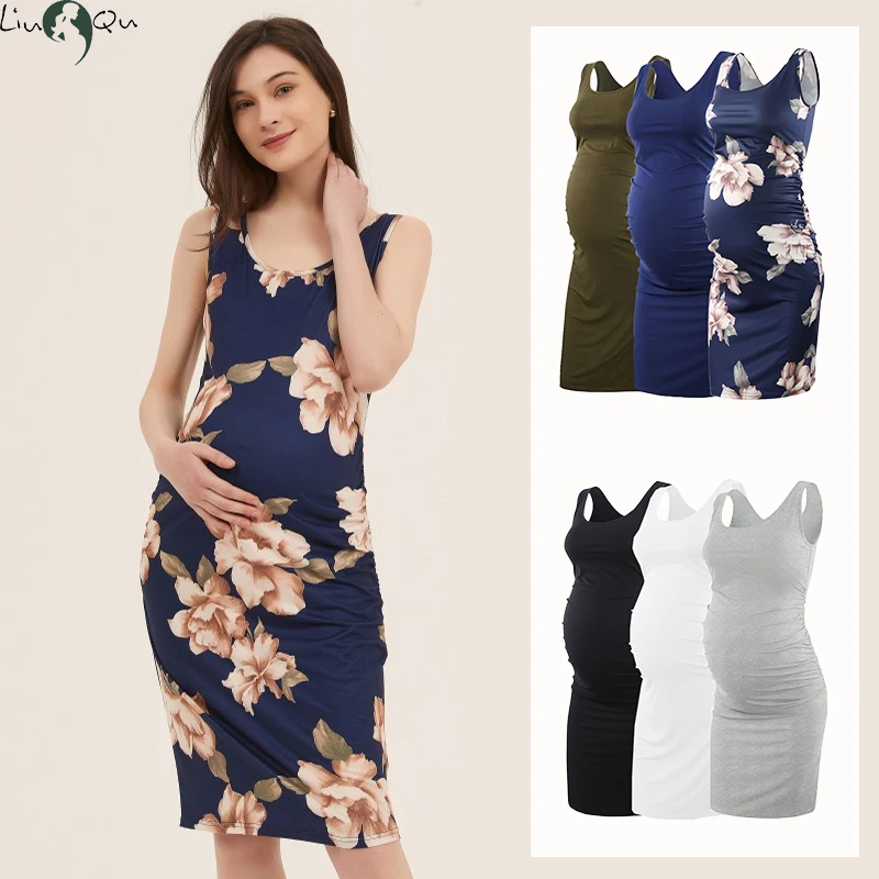 Top Trends: Liu&amp;Qu Women&#039;s Maternity Sleeveless Tank Dresses Casual Side Ruching Bodycon Pregnancy Dress For Daily Wearing Or Baby Shower Shoppable Styles