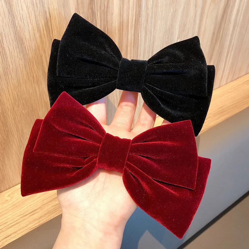 Top Trends: Velvet Bow With Clip Women Girls Elegant Bow Tie Hairpins Vintage Black Wine Red Bow Hair Clip Prom Hair Accessories Party Shoppable Styles