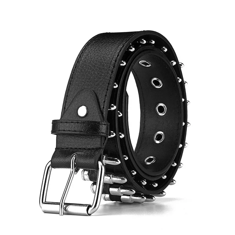 Top Trends: GAOKE Hollow Bullet Decoration Belt Fashion Ladies Leather Studded Gift Man's Goth Rock Wild Adjustable Women Punk Black Belt Shoppable Styles - Image 5